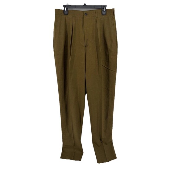 Vintage J.Crew Pants Mens 34 Brown Wool Oarsman Pleated High Waist UNHEMMED